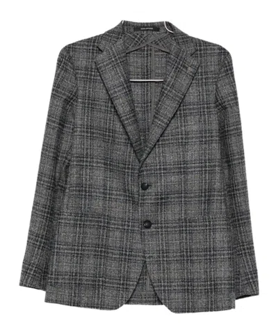 TAGLIATORE PLAID WOOL SUIT JACKET
