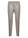 Tagliatore Brown Stretch Virgin Wool Lang Cargo Trousers In Gray