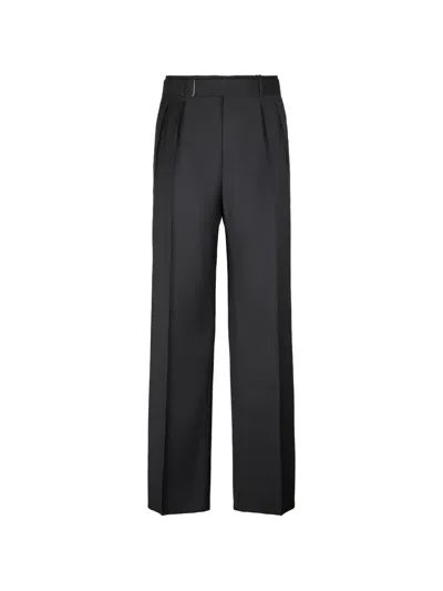 Tagliatore Pleated Belt Trousers In Black