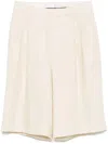 Tagliatore Tailored Beige Linen Shorts With Pleated Front