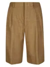 Tagliatore Pleated Brown Tailored Shorts With Belt Loops In Brown