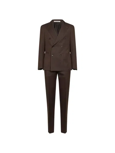 Tagliatore Dark Brown Jacquard Wool Vesuvio Double-breasted Suit
