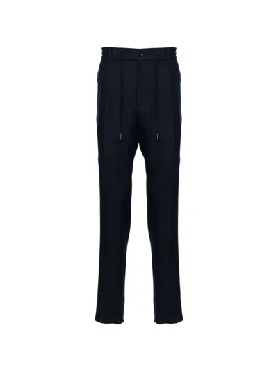 Tagliatore Pleated Drawstring Trousers In Black