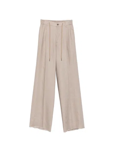 Tagliatore Pleated Drawstring Trousers In Neutral