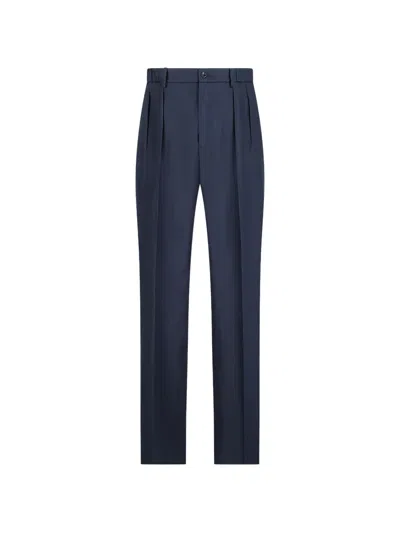Tagliatore Pleated Straight-leg Trousers In Blue