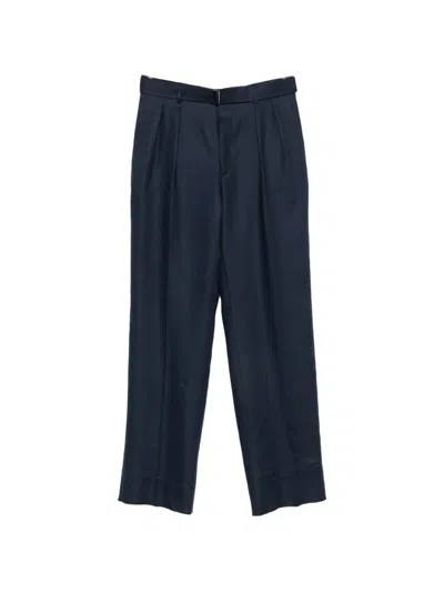 Tagliatore Pleated Straight-leg Trousers In Blue