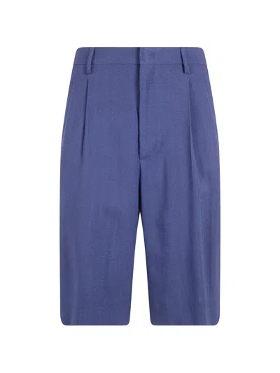 Tagliatore Effie Woman Bermuda Pants Pleated Pockets In Blue