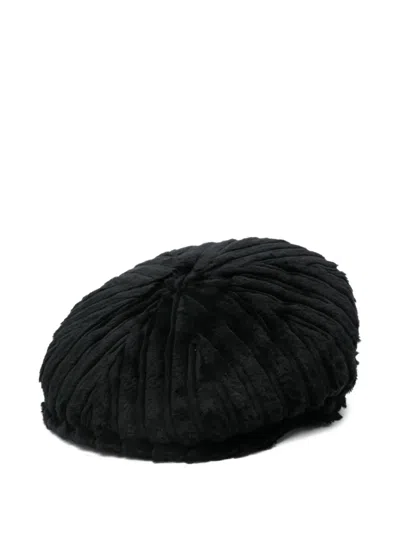 Tagliatore Pleated Velvet Beret In Black