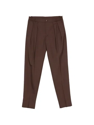 Tagliatore Pleated-detail Trousers In Brown