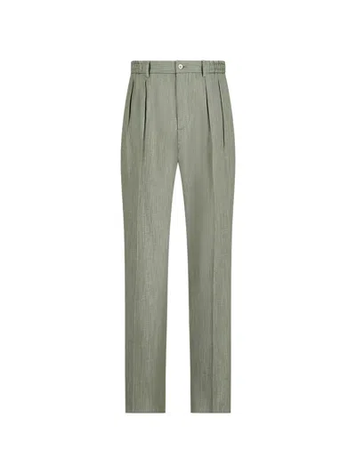 Tagliatore Pleated-waist Trousers In Green