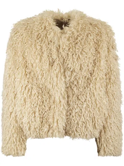 TAGLIATORE PLUSH FAUX FUR BOMBER JACKET