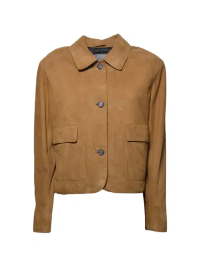 Tagliatore Pocket Buttoned Leather Jacket In Brown