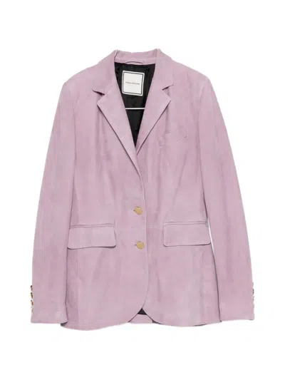 Tagliatore Pocket Lamb-leather Blazer In Purple