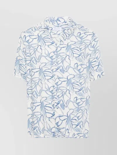 Tagliatore Pocketed Floral Short Sleeve Shirt In Gray