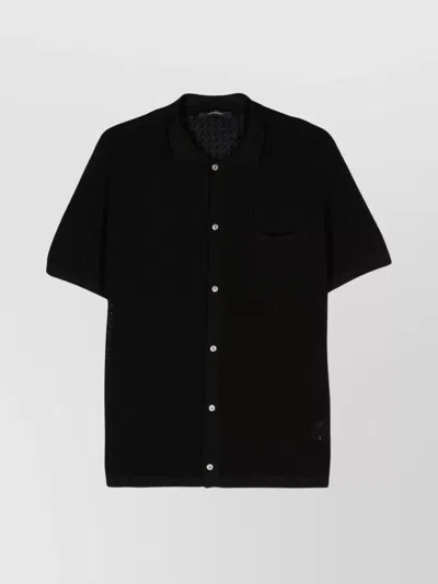 Tagliatore Pointed Collar Knitted Shirt In Black