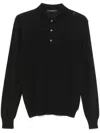 Tagliatore Merinos Polo Manica Lunga In Black  