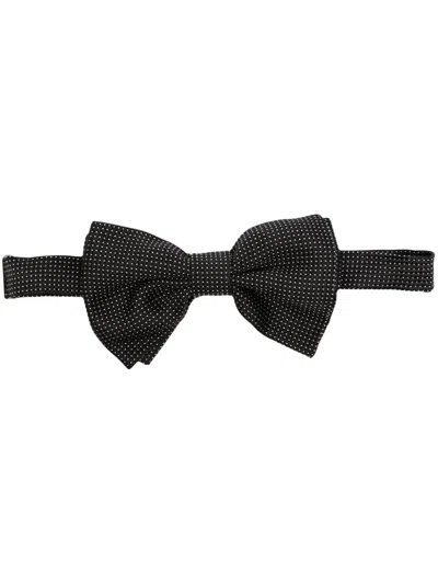 Tagliatore Polka-dot Print Silk Tie In Black