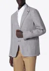 Tagliatore Single-breasted Jacket With Brown Pattern In Blue