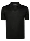 Tagliatore Blue Polo Shirt With Buttonless Collar And Ribbed Trims