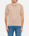 Tagliatore Pointed Collar Short-sleeved Polo Shirt Without Buttons In Neutral