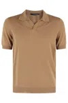 Tagliatore Basic Short-sleeved Cotton Polo Shirt In Camel