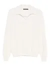 Tagliatore Polo-collar Long-sleeve Jumper In White