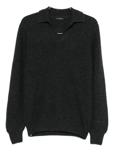 Tagliatore Polo-collar Sweater In Black
