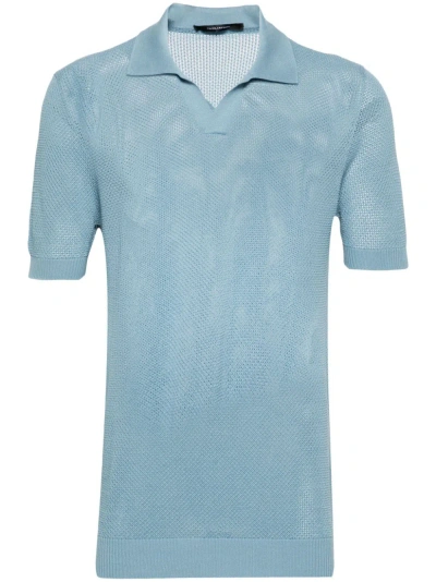 Tagliatore Knitted Polo Shirt In Light Blue