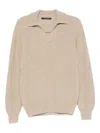 Tagliatore Polo-neck Ribbed Wool Sweater In Neutral