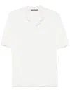 Tagliatore Silk White Polo T-shirt With Ribbed Texture