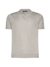 Tagliatore Men Beige Linen And Cotton Knit Polo Shirt In Beige