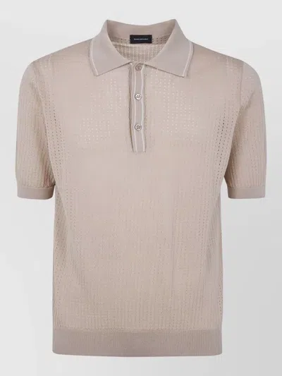 Tagliatore Polo Shirt Short Sleeves Ribbed Collar Hem In Neutral