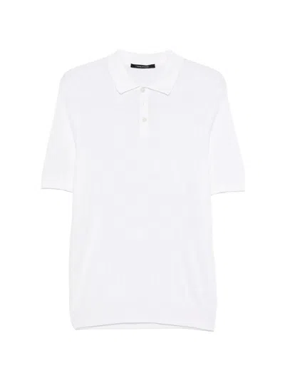 Tagliatore Polo Shirt With Cable Knit In White