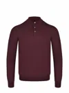 Tagliatore Bordeaux Long-sleeved Polo Shirt In Burgundy