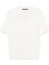 Tagliatore Silk White Polo T-shirt With Ribbed Texture In White