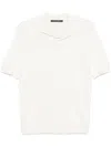 Tagliatore Silk White Polo T-shirt With Ribbed Texture In White