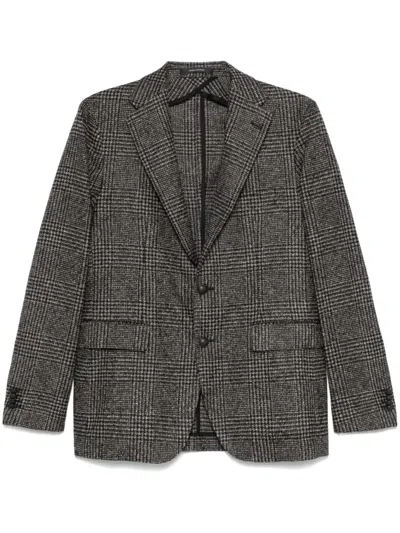 Tagliatore Prince Of Wales Check Blazer In Black