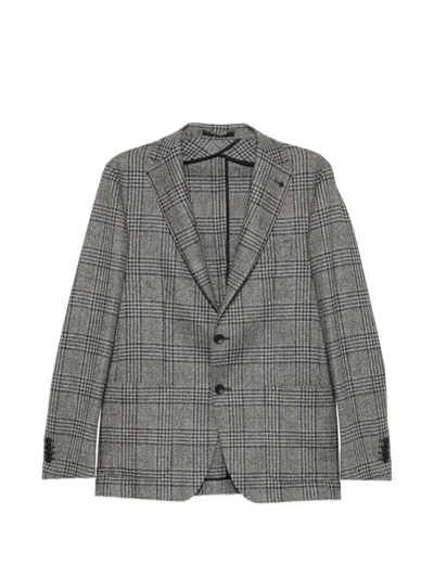 Tagliatore Prince Of Wales Check Blazer In Gray