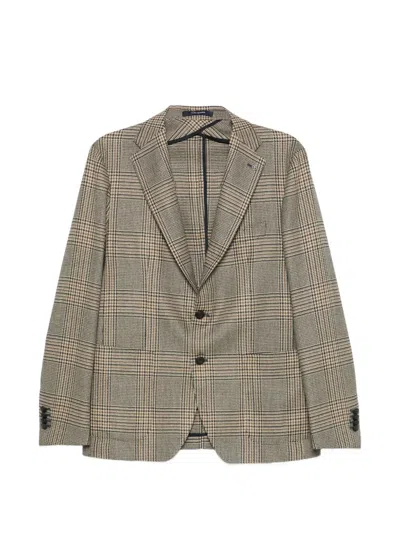 Tagliatore Prince Of Wales Check Blazer In Neutral