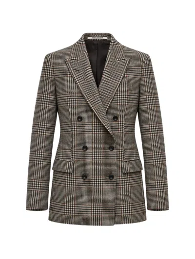 Tagliatore Prince Of Wales Check Double-breasted Blazer In Gray