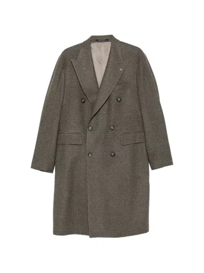 Tagliatore Prince Of Wales Check Double-breasted Coat In Green