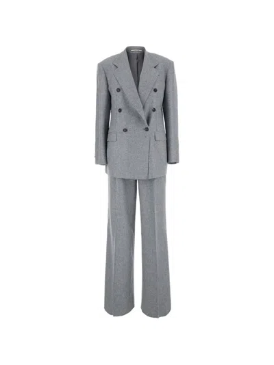 Tagliatore Prince Of Wales Check Double-breasted Suit In Grey