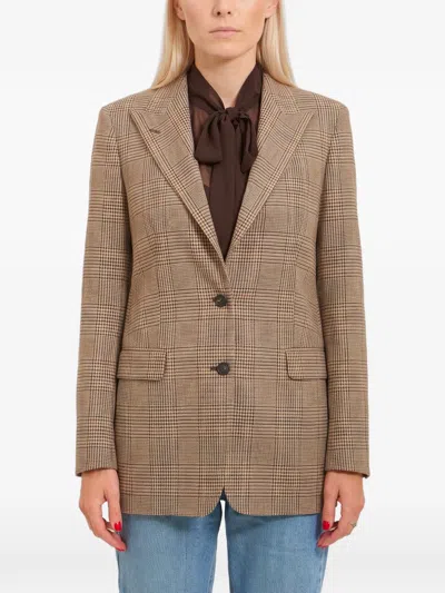 Tagliatore Bertha Prince Of Wales Single-breasted Blazer In Brown