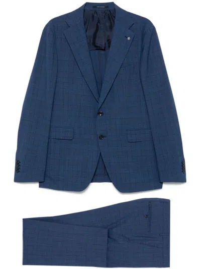 Tagliatore Prince Of Wales-check Suit In Blue