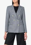 Tagliatore Double Breasted Jacket In Prince Of Wales Wool In Gray