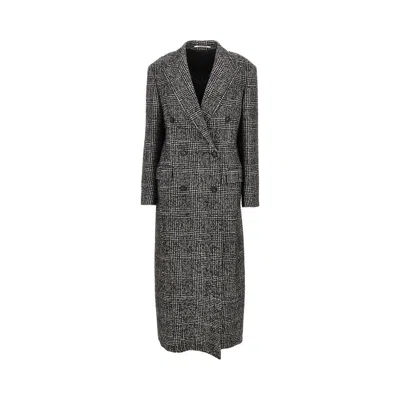 Tagliatore Prince Of Wales Long Coat In Black