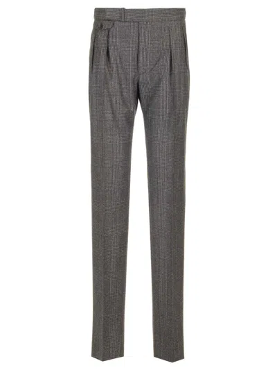 TAGLIATORE PRINCE OF WALES TROUSERS GREY