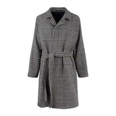 Tagliatore Prince Of Wales Virgin Wool And Cashmere Blend Coat In Gray