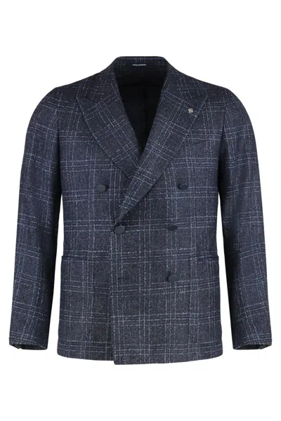Tagliatore Prince-of-wales Wool Jacket In Blue