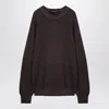 Tagliatore Wool Crew Neck Pullover With Raglan Sleeves In Brown